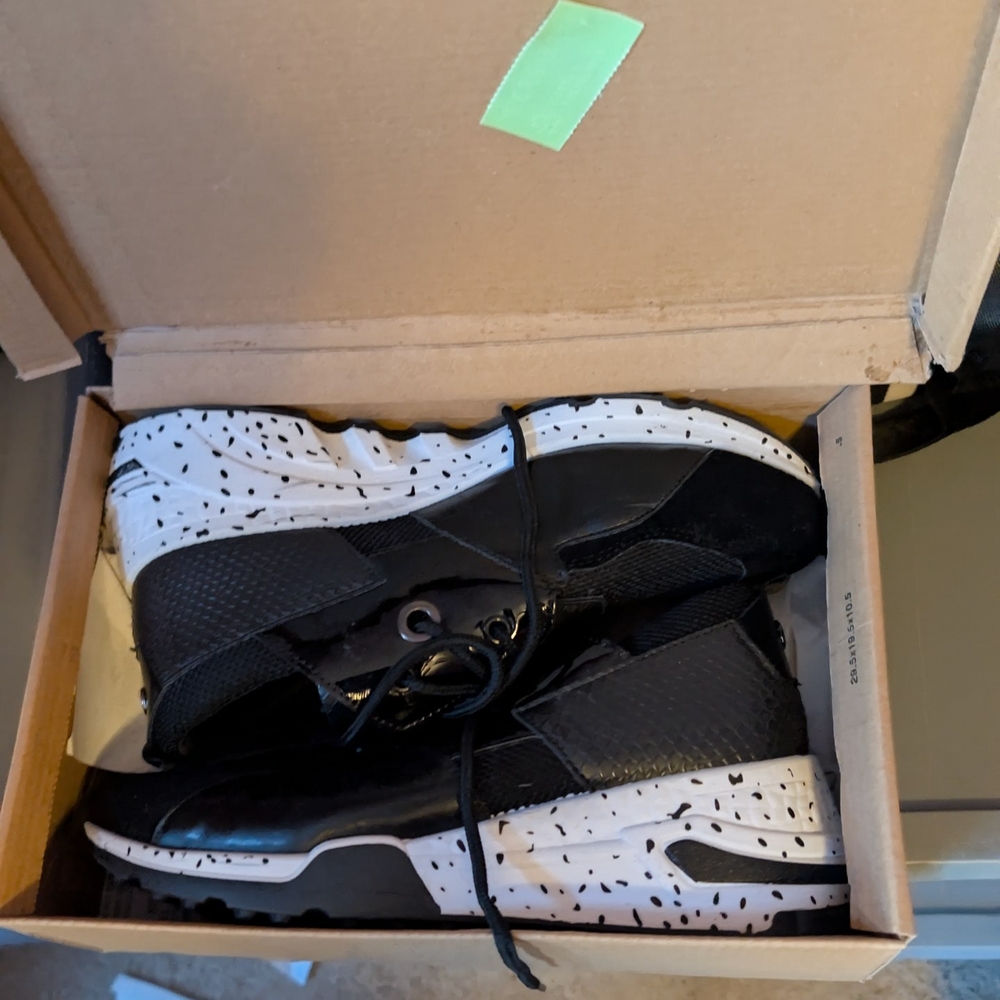 Black and White Multi Textured Speckled Women's Wedge Sneakers